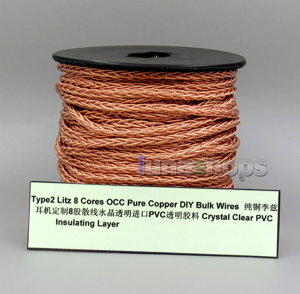 Type2 Copper Litz 8 Core Pure OCC Silver Plated Bulk Wire For Custom DIY Shure Fostex QDC Earphone Headphone