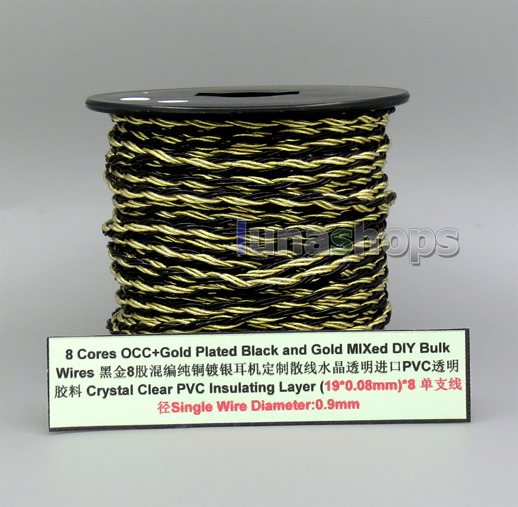 8 Core Pure OCC Silver Plated Gold Black Bulk Mixed Wire For Custom DIY Shure Fostex QDC Earphone Headphone  