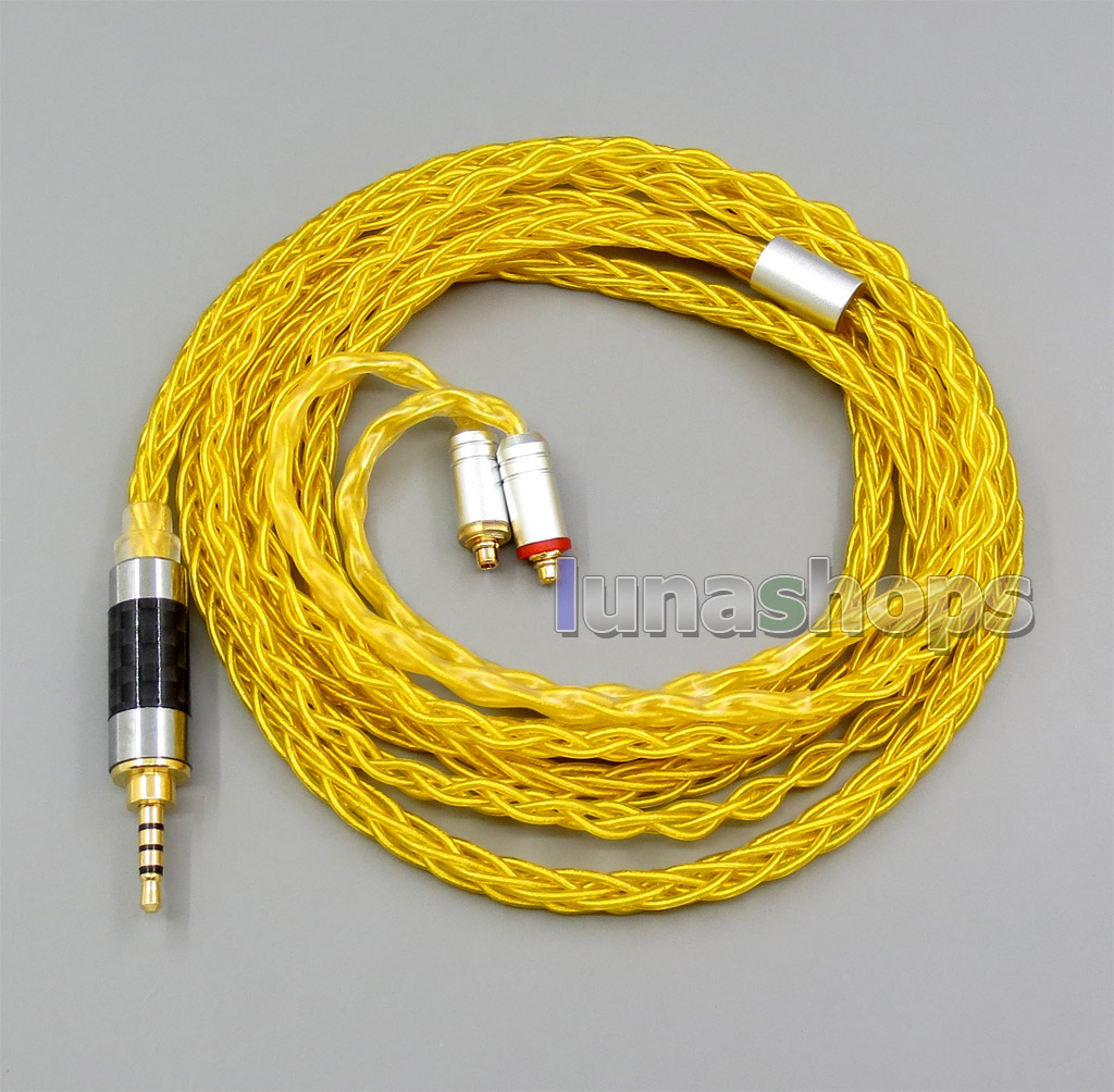 Gold 8 core 2.5mm 3.5mm 4.4mm Balanced MMCX Pure Silver Plated Copper Earphone Cable For SE535 SE846 Se215 Custom 5 12 BA