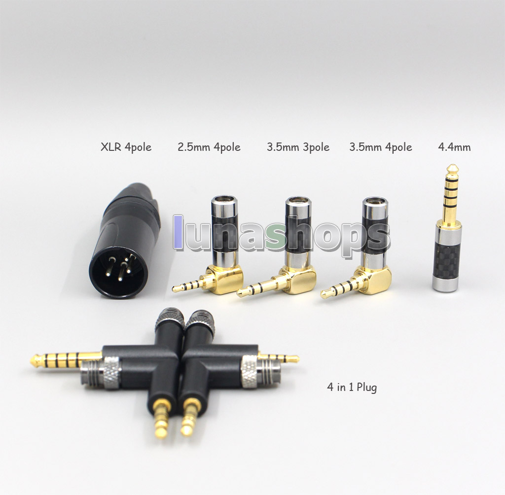 We have 3.5mm 3pole , 3.5mm 4pole balanced,  2.5mm 4pole balanced,   4.4mm balanced , XLR 4 pole balanced and 4 in 1 plug version cable for your selection.  Please leave us message for the type you want when you order. Or else 3.5mm 3pole plug version will be shipped out.  Tips: 3.5mm 4 pole Balanced Plug (Bal) cable work on Hifiman Series Player (R2R2000 etc..), Qulcos qa361 Player , COWON PLENUE S Player ,F.AUDIO FA2 XS03 and other players which have related ports. MobilePhone Iphone or normal player can not work (One side will not have sound if you use the 3.5mm balanced cable on them).  If you don't have Hifi professional music player, Please choose 3.5mm 3 pole plug cable.
