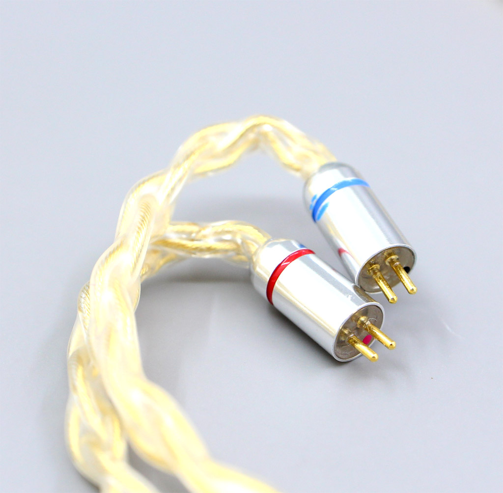 2.5mm 8 Cores 99.99% Pure Silver + Gold Plated Earphone Cable For Flat Step JH Audio JH16 Pro JH11 Pro 5 6 7 BA Custom
