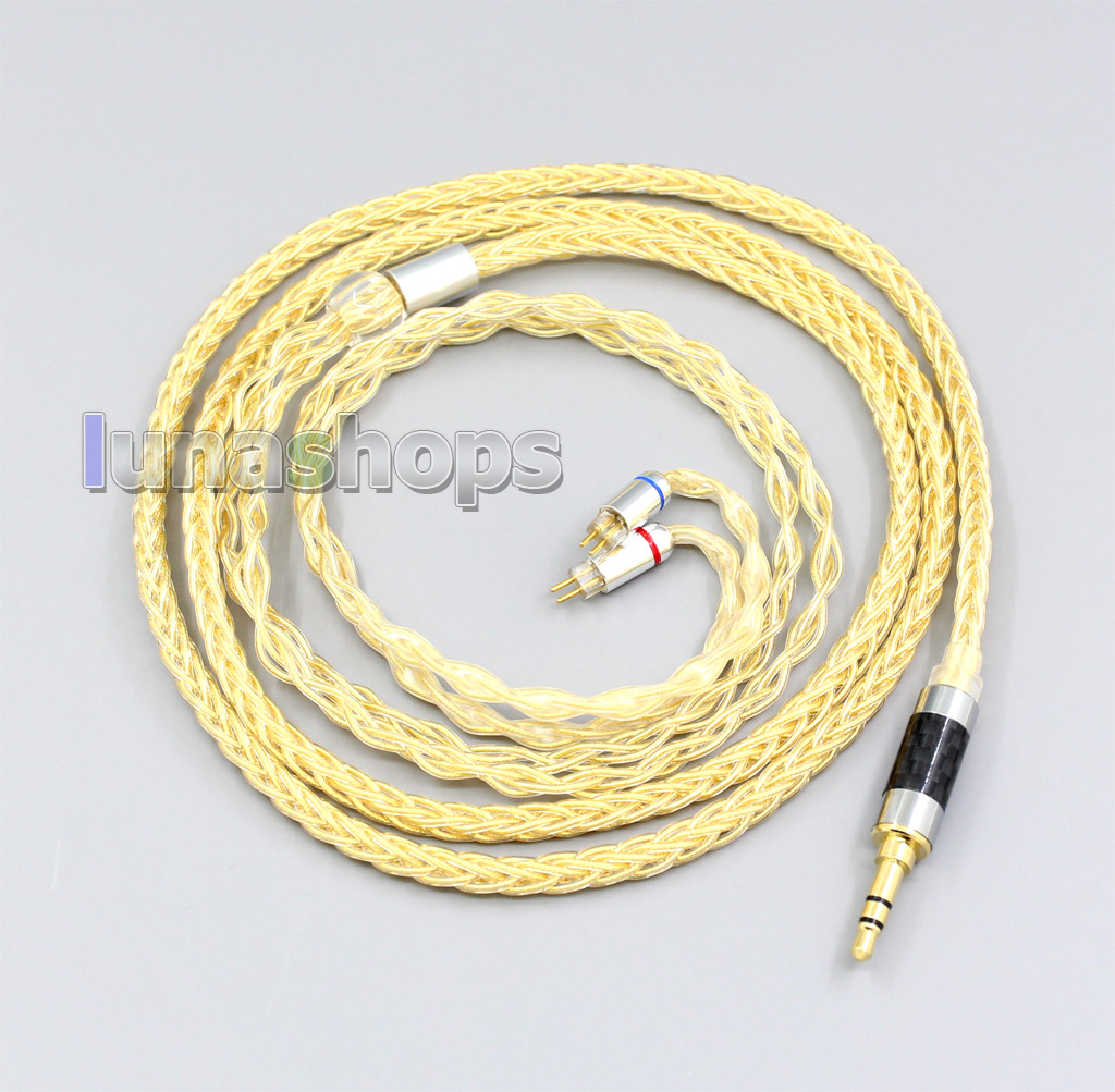 3.5mm 2.5mm 4.4mm 8 Cores 99.99% Pure Silver + Gold Plated Earphone Cable For 0.78mm BA Custom Westone W4r UM3X UM3RC JH13
