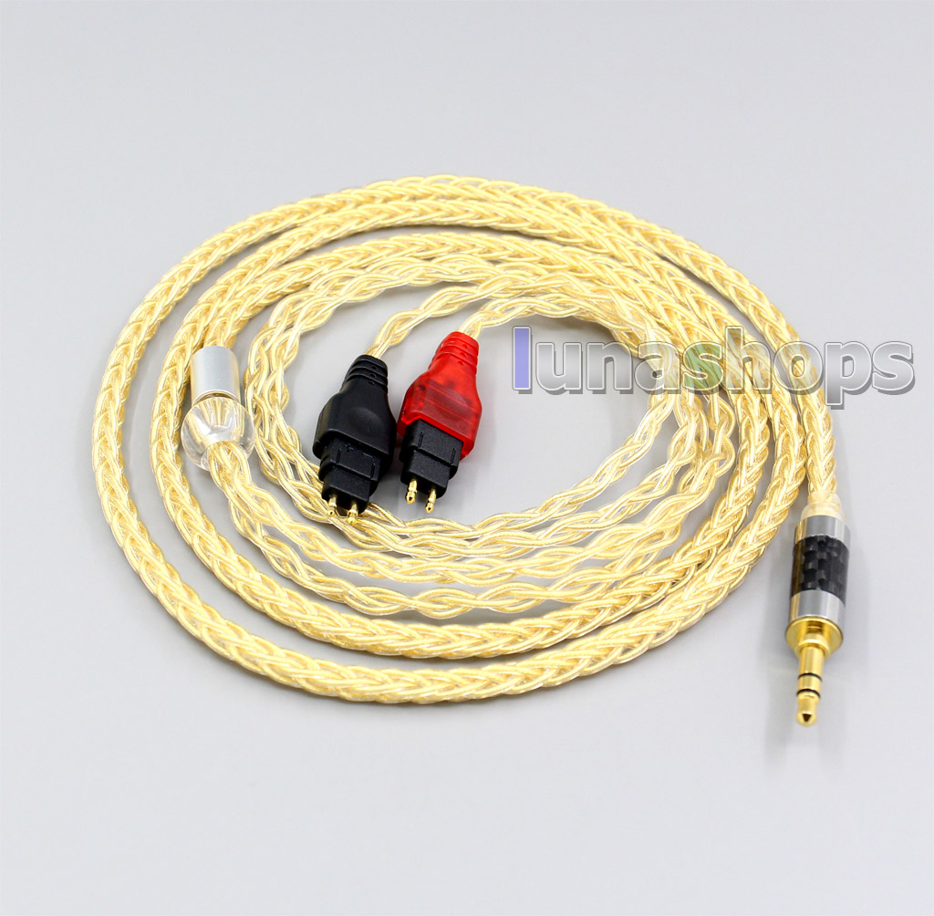 2.5mm 4.4mm 8 Cores 99.99% Pure Silver + Gold Plated Earphone Cable For Sennheiser HD580 HD600 HD650 HDxxx HD660s