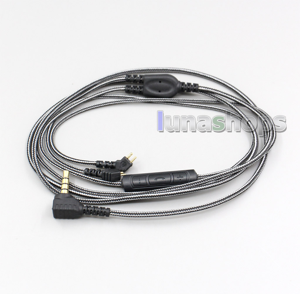 Black And White With Mic Remote Earphone Audio Cable For Etymotic ER4B ER4PT ER4S ER6I ER4