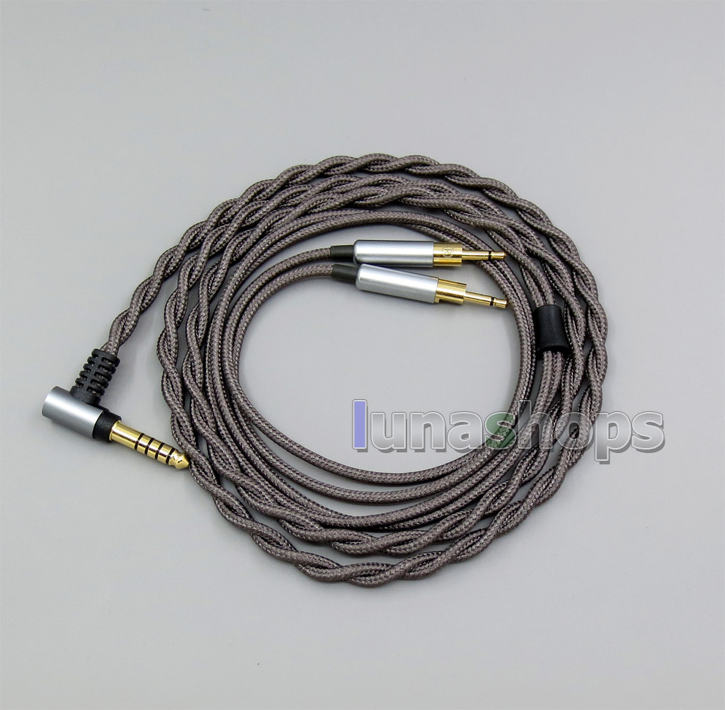 3.5mm/4.4mm Weave Cloth OD 5mm OCC Pure Silver Plated Headphone Cable For Sennheiser HD700