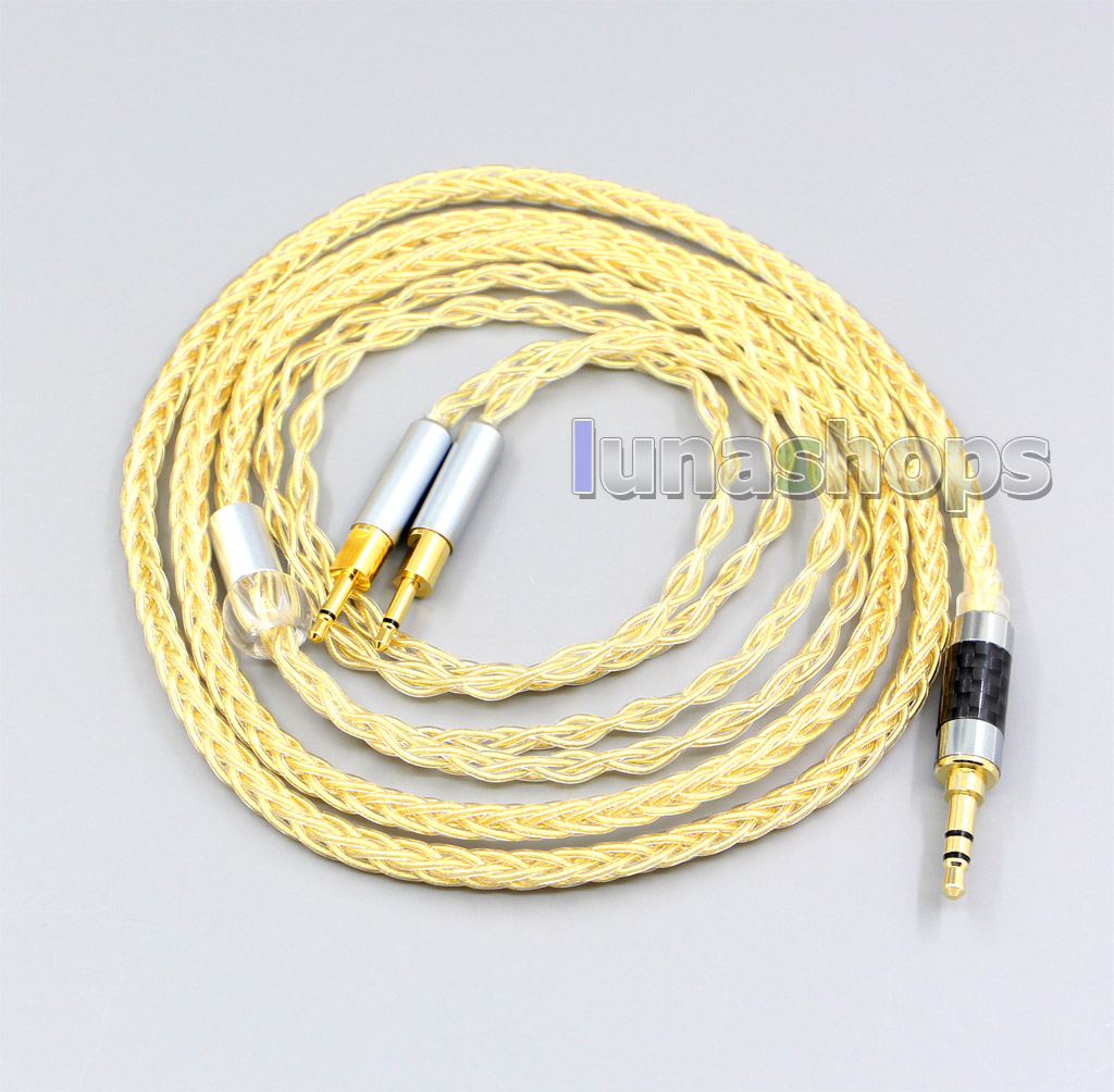 3.5mm 2.5mm 4.4mm XLR 8 Cores 99.99% Pure Silver + Gold Plated Earphone Cable For Sennheiser HD700
