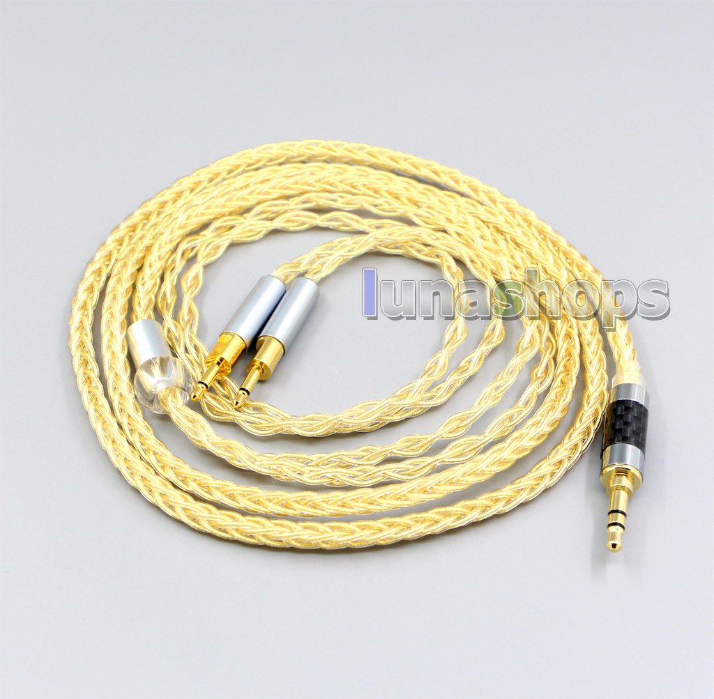 3.5mm 2.5mm 4.4mm XLR 8 Cores 99.99% Pure Silver + Gold Plated Earphone Cable For Sennheiser HD700