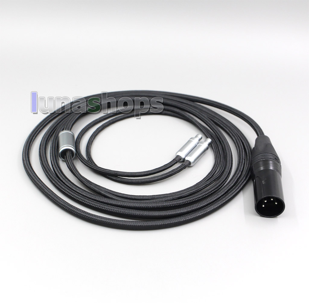 XLR Balanced Weave Cloth OD 5mm OCC Pure Silver Plated Headphone Cable For Sennheiser HD800 HD800s