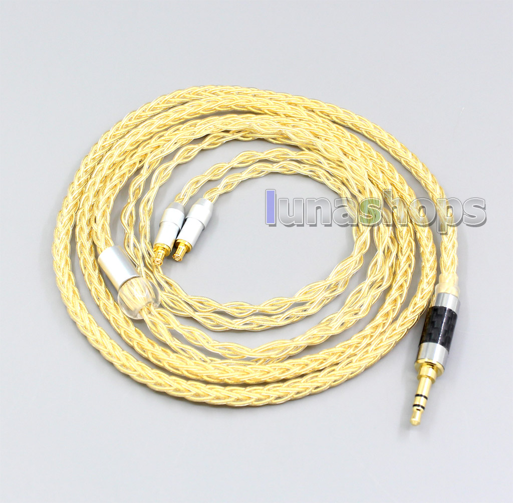 8 Cores 99.99% Pure Silver + Gold Plated Earphone Cable For audio-technica ATH-ESW750 ATH-ESW950 SR9 ES770h ES750 ESW990h MSR7b
