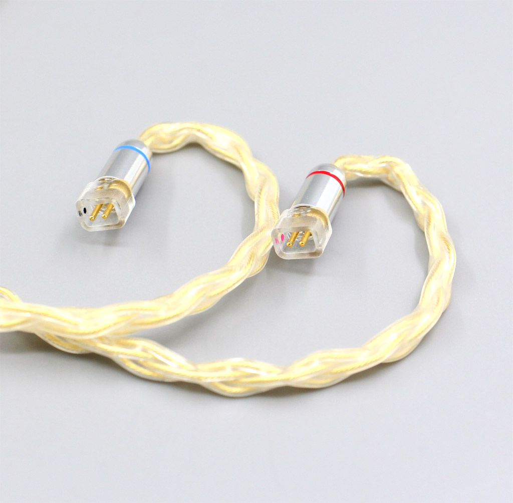 8 Cores 99.99% Pure Silver + Gold Plated Earphone Cable For QDC Gemini Gemini-S Anole V3-C V3-S V6-C V6-S Neptune