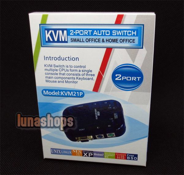 USB KVM Switch BOX Video Monitor VGA/SVGA 2-Port Mouse