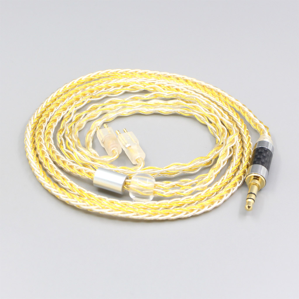 8 Core Silver Gold Plated Braided Earphone Cable For Fitear To Go! 334 private c435 mh334 Jaben 111(F111) MH333