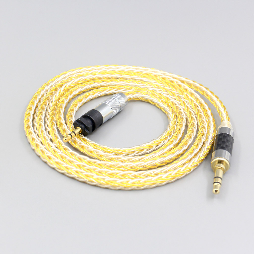 8 Core Silver Gold Plated Braided Earphone Cable For Shure SRH840 SRH940 SRH440 SRH750DJ Philips SHP9000 SHP8900