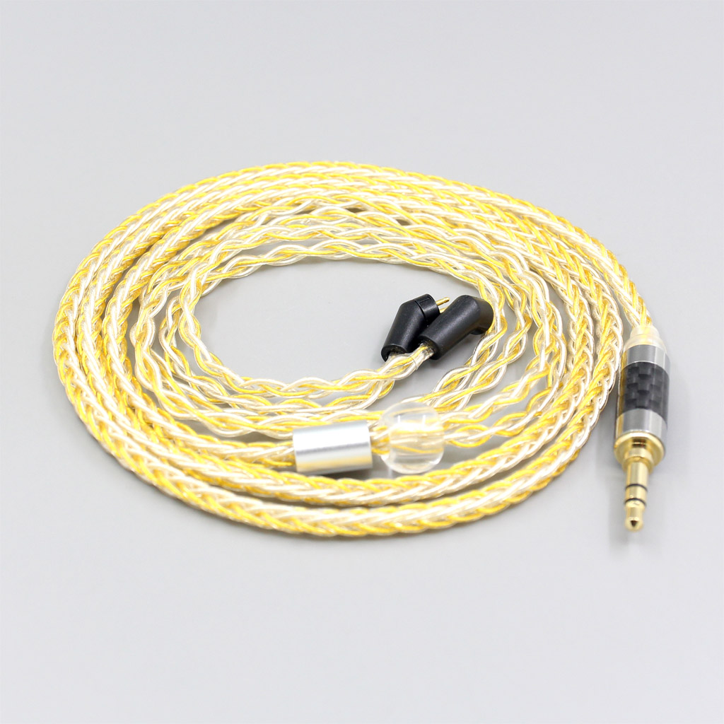 8 Core OCC Silver Gold Plated Braided Earphone Cable For Etymotic ER4B ER4PT ER4S ER6I ER4 2pin