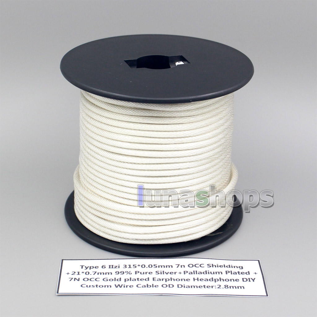 10m Type 6 IIzi 315*0.05mm 7N OCC Shielding + 21*0.07mm 99% Pure Silver Palladium Plated+ 7N OCC Gold Plated Wire