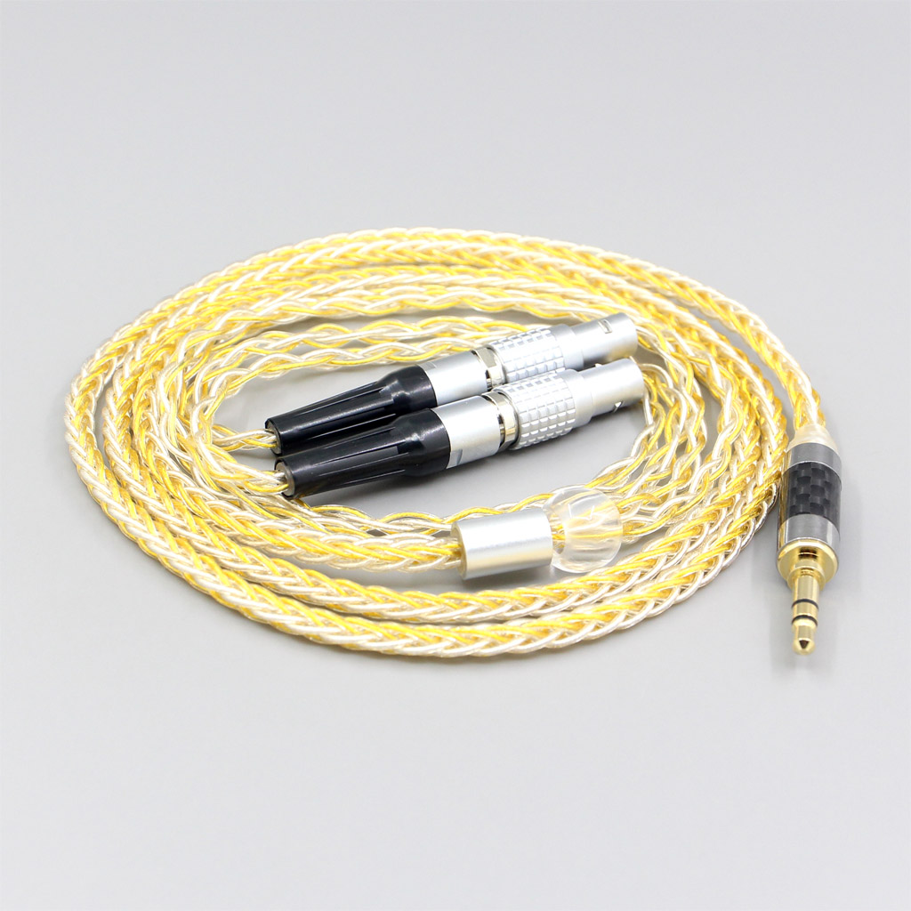 8 Core OCC Silver Gold Plated Braided Earphone Cable For Focal Utopia Fidelity Circumaural Headphone