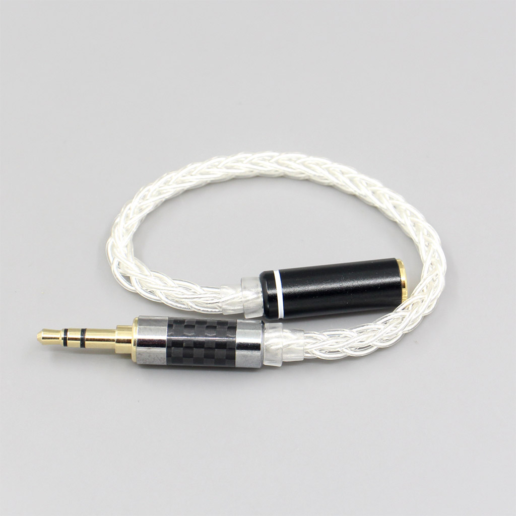 Various length plugs 8 Cores Pure 99% Silver Headphone Earphone Extension Cable For 3.5mm xlr 6.5 2.5mm male to 2.5mm female