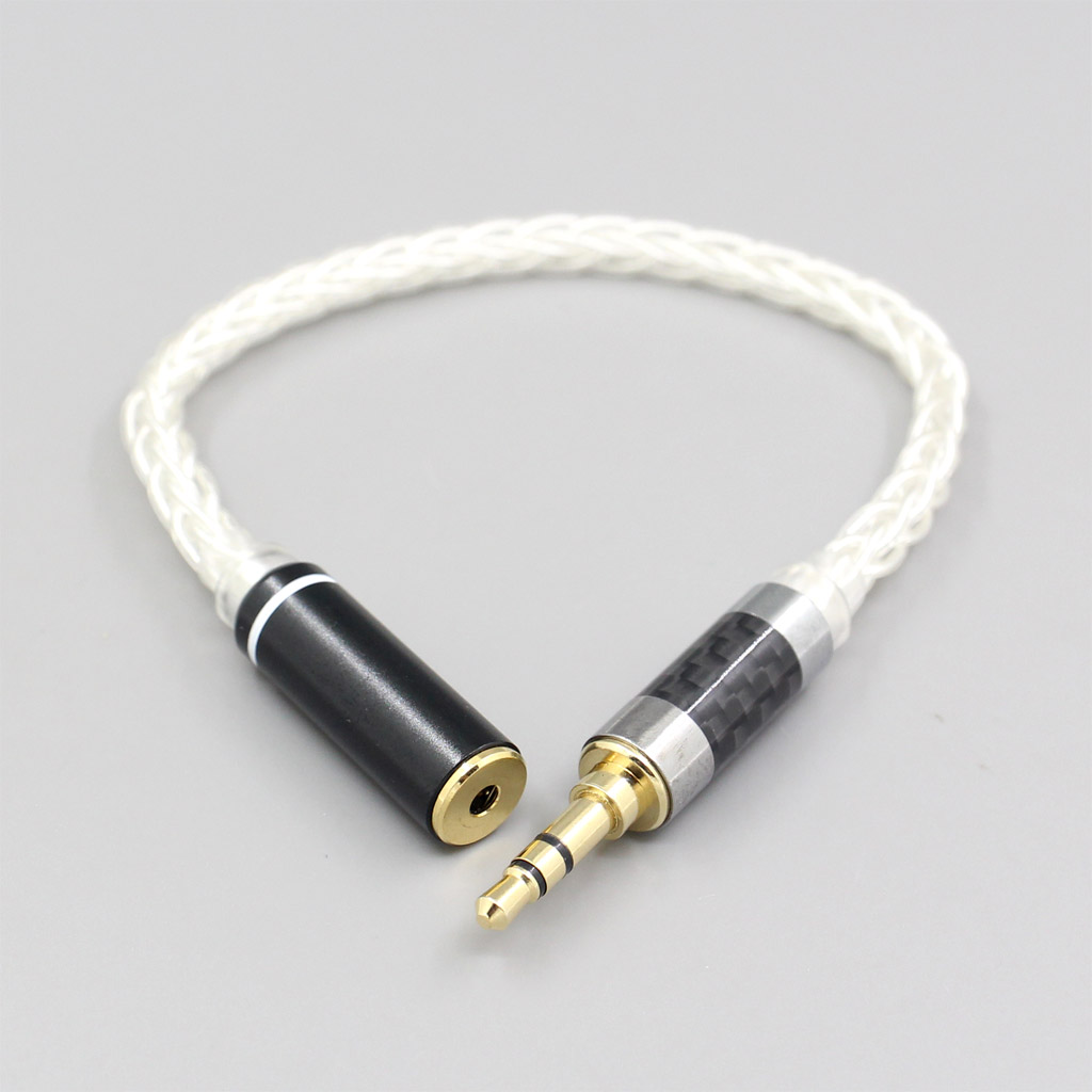 Various length plugs 8 Cores Pure 99% Silver Headphone Earphone Extension Cable For 3.5mm xlr 6.5 2.5mm male to 2.5mm female
