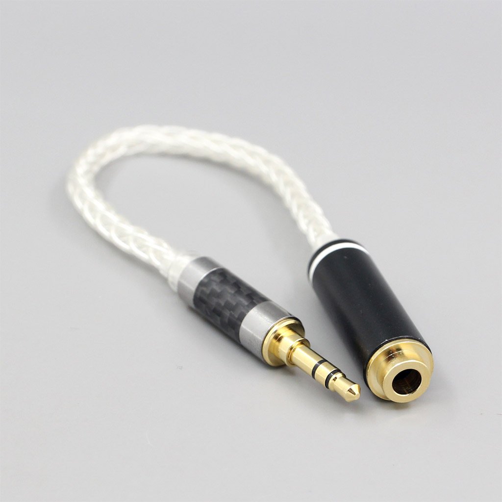 Various length plugs 8 Cores Pure 99% Silver Headphone Earphone Extension Cable For 3.5mm xlr 6.5 2.5mm male to 4.4mm female