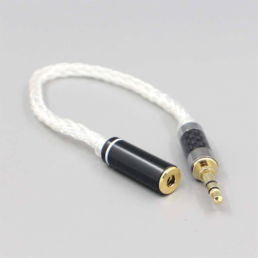 Various length plugs 8 Cores Pure 99% Silver Headphone Earphone Cable For 3.5mm xlr 6.5 2.5mm male to 3.5mm female