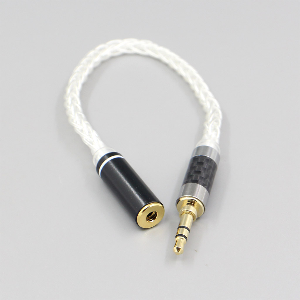 Various length plugs 8 Cores Pure 99% Silver Headphone Earphone Cable For 3.5mm xlr 6.5 2.5mm male to 3.5mm female