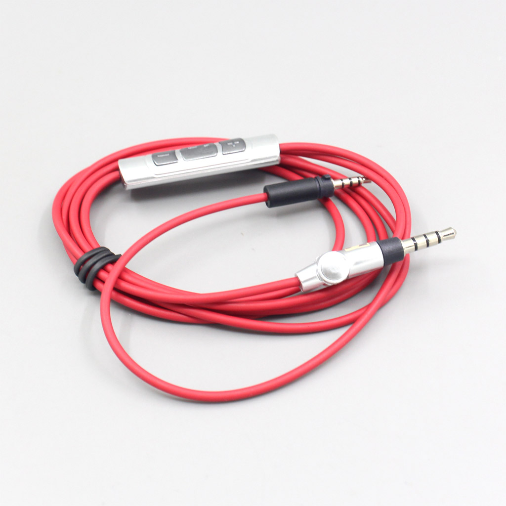 Black Red Cable Remote Mic for Sennheiser Momentum 1.0 2.0 Over-Ear On-Ear Headphones