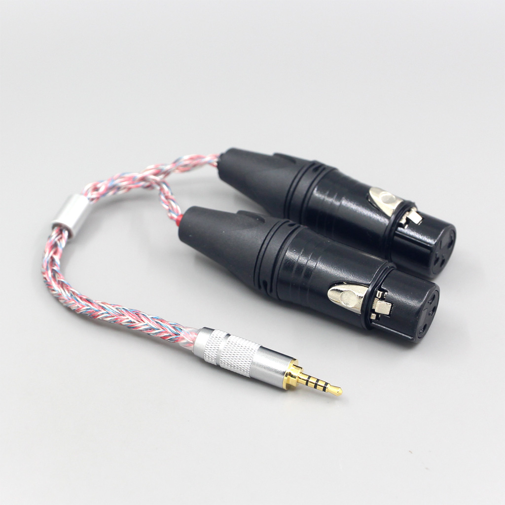 16 Core Silver OCC OFC Mixed Braided Cable For 3.5m 2.5mm 4.4mm 6.5mm To Dual XLR 3 pole Female Cable