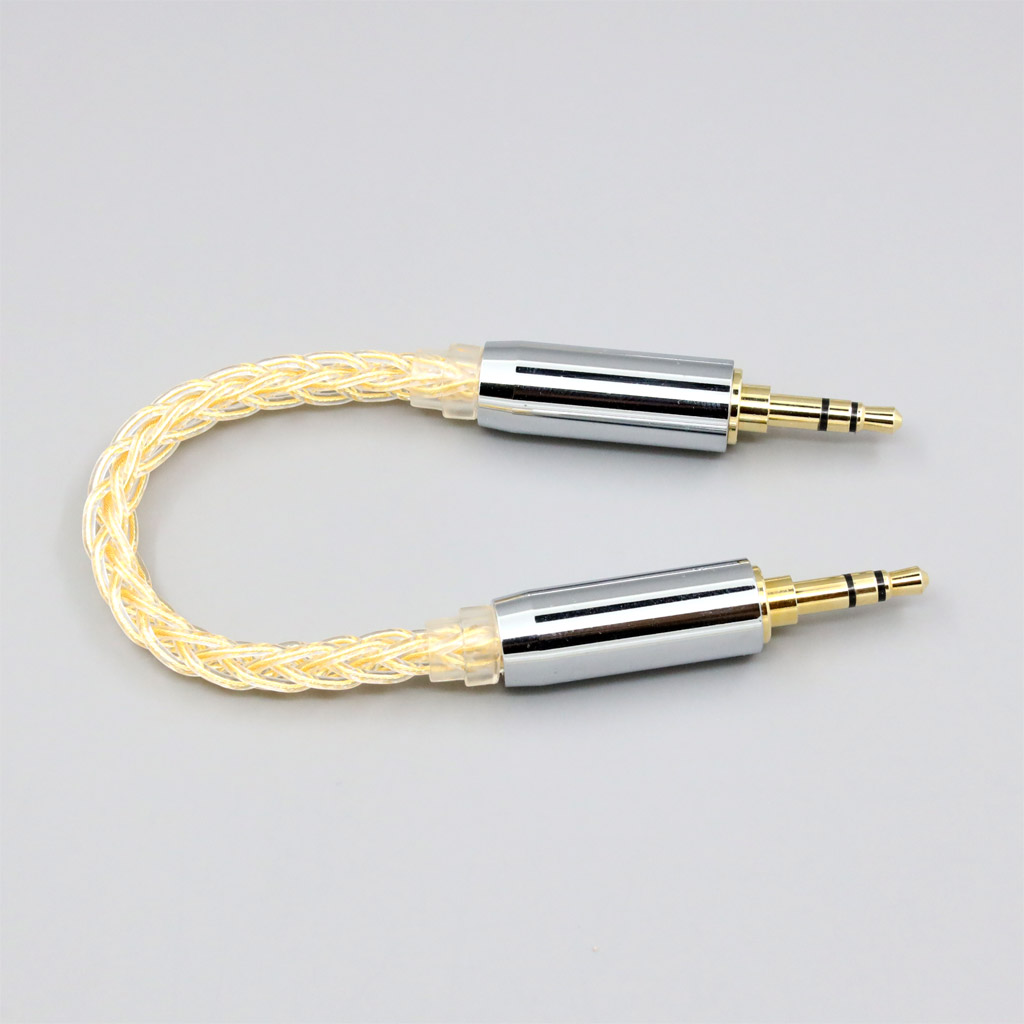 0.15m 3.5mm Male to Male 99.99% Ultra Pure Silver + Gold Plated Earphone DIY Custom Cable 