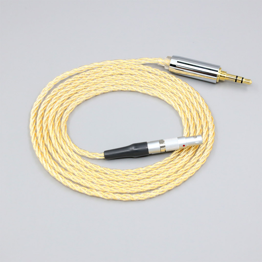8 Core 99% 7n Pure Silver 24k Gold Plated Earphone Cable For AKG K812 K872 Reference Headphone