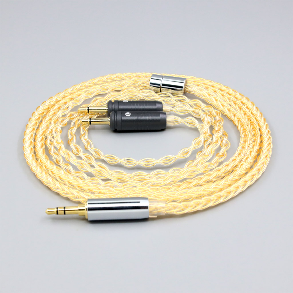8 Core 99% 7n Pure Silver 24k Gold Plated Earphone Cable For Focal Clear Elear Elex Elegia Stellia Dual 3.5mm pin Headphone