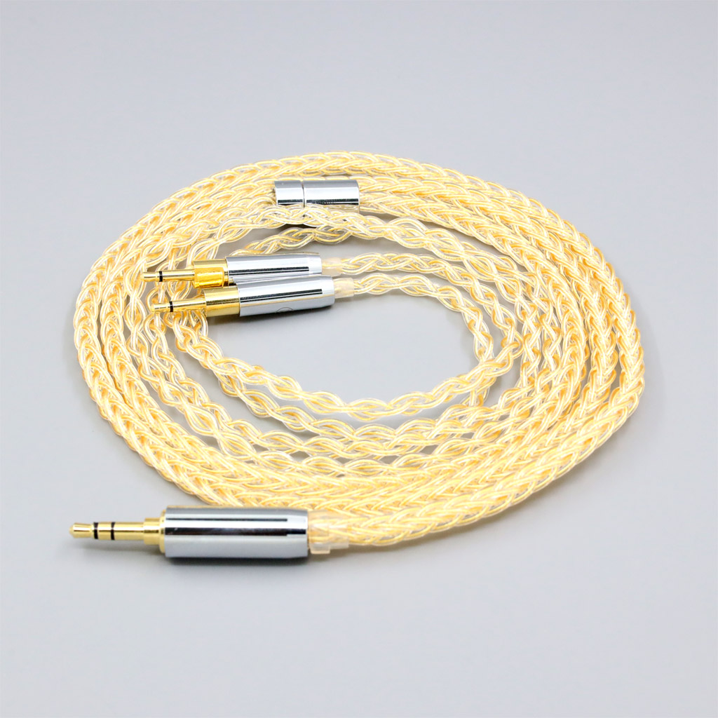 8 Core 99% 7n Pure Silver 24k Gold Plated Earphone Cable For Sennheiser HD700 Headphone Dual 2.5mm pin