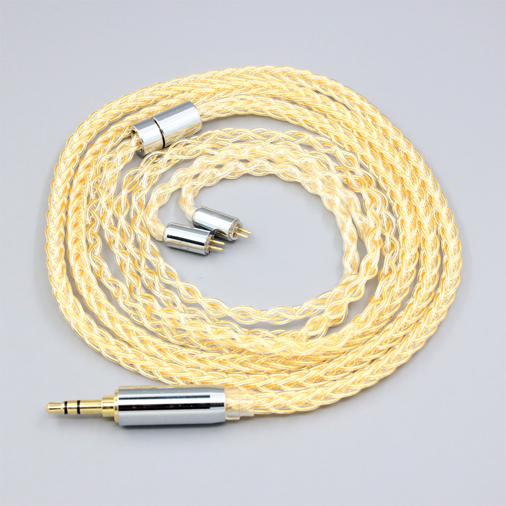 8 Core 99% 7n Pure Silver 24k Gold Plated Earphone Cable For 0.78mm Flat Step JH Audio JH16 Pro JH11 Pro 5 6 7 2pin