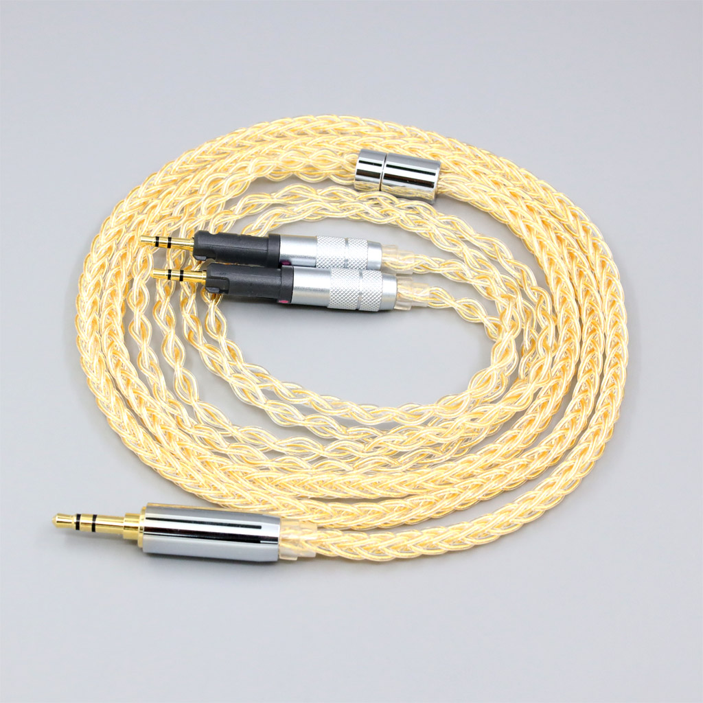 8 Core 99% 7n Pure Silver 24k Gold Plated Earphone Cable For Audio-Technica ATH-R70X headphone