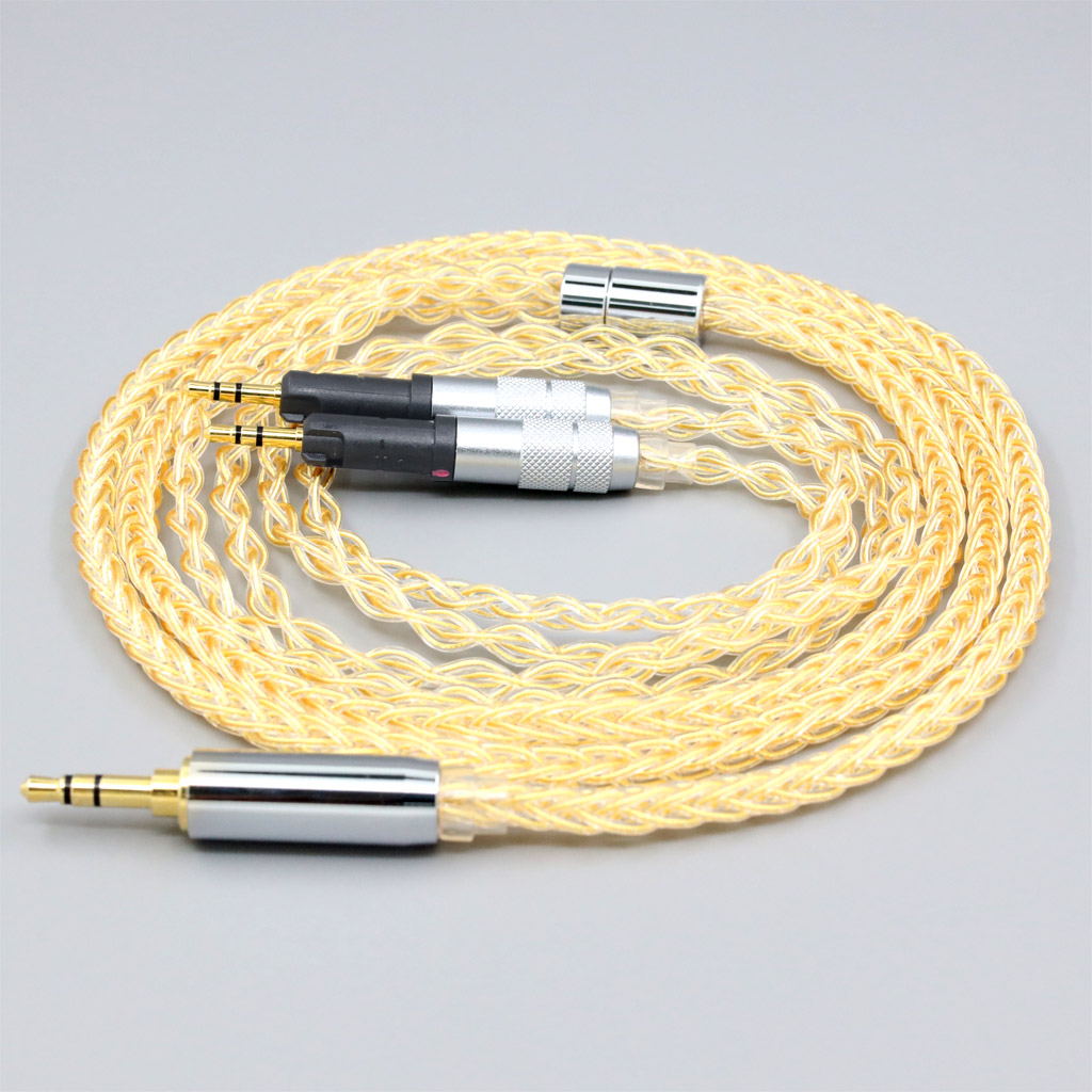 8 Core 99% 7n Pure Silver 24k Gold Plated Earphone Cable For Audio-Technica ATH-R70X headphone