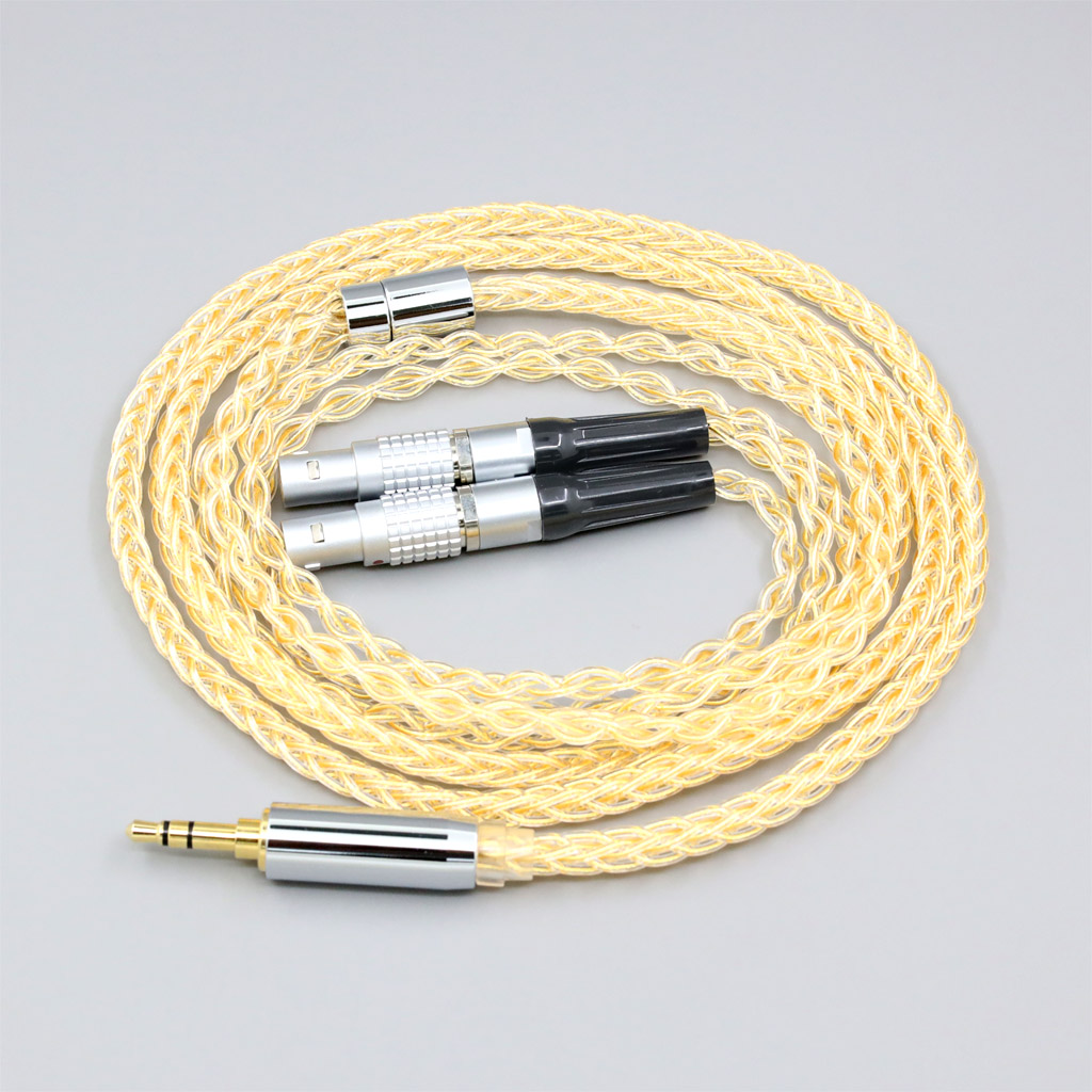 8 Core 99% 7n Pure Silver 24k Gold Plated Earphone Cable For Focal Utopia Fidelity Circumaural Headphone