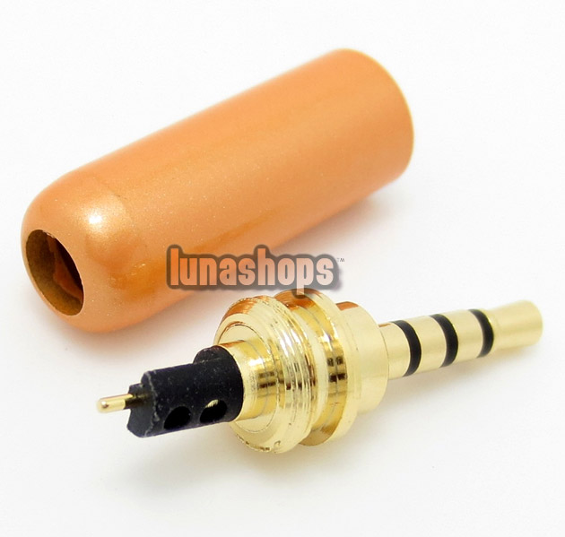 2.5mm 4 Poles + Gold Cover male adapter Plug Audio Connector For DIY Solder Cable