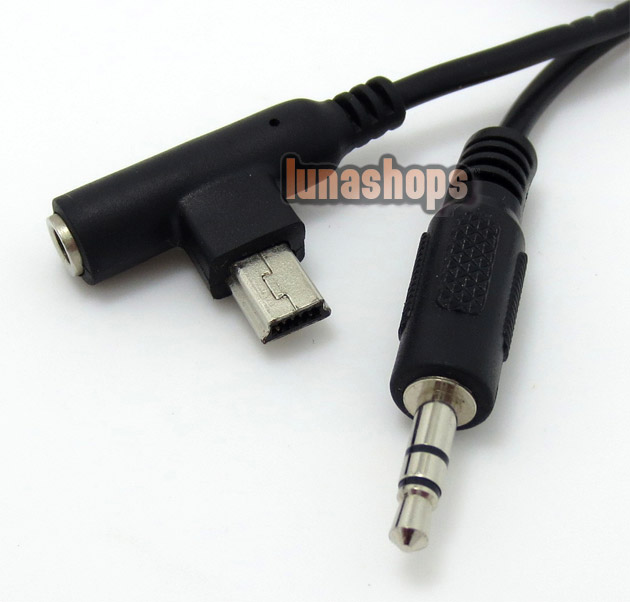 3.5mm Male to Female + USB Mini 9 Pin Tranfer Data Extention Cable Adapter 