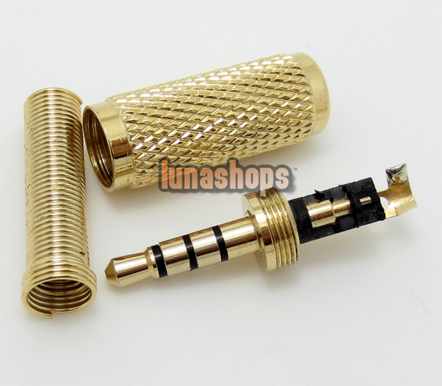 3.5mm 4 Poles + Tail Cover male adapter Plug Audio Connector For DIY Solder