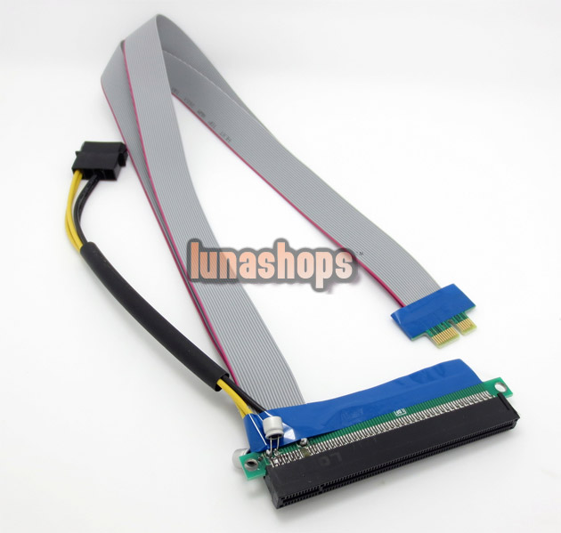 PCI-e express 1X to 1/16x Riser Extender Card with molex power + ribbon Cable