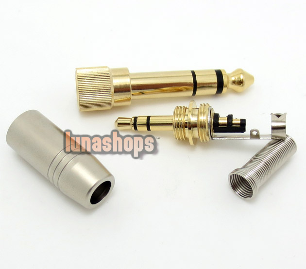 6.5mm + 3.5mm Set Gold Cover male adapter Plug Audio Connector For DIY Solder Cable