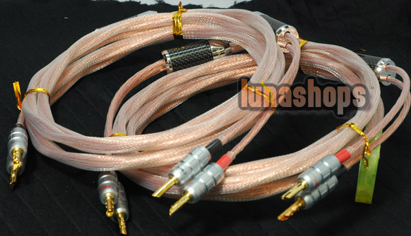 Custom Handmade 1 Pair 2.5m Speaker Cable CMC OFC wire Banana Locking Plugs 