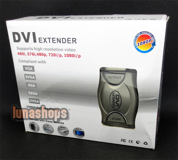 DVI Extender Supports 480i 576i 480p 720i/p 1080i/p Adapter Connector