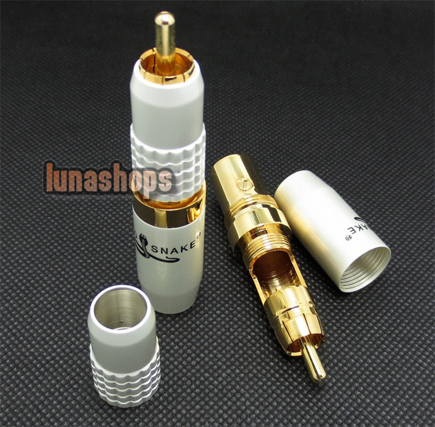 1 Pair Golden plated Goldsnake PA-4d4 HiFi Plug Cable Connector RCA male adapter