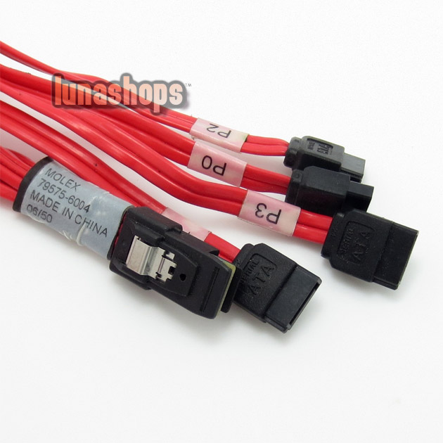 Mini SAS Host (Molex 79575-6004) to 4 SATA target Splitter cable 1m  