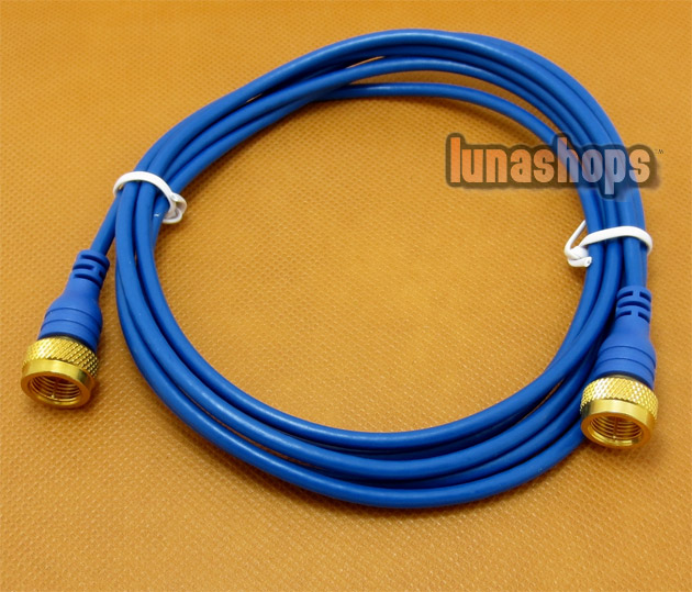 F port Male to Male Cable Adapter 1.8m Long Blue 
