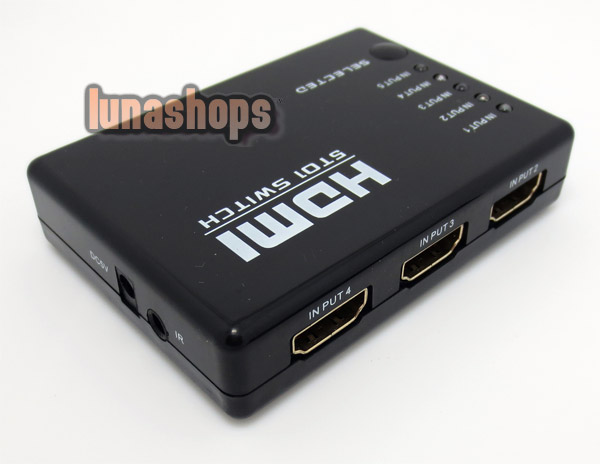 5 Port HDMI Switch Switcher Splitter Hub Remote Control 3D for PS3 Xbox DVD