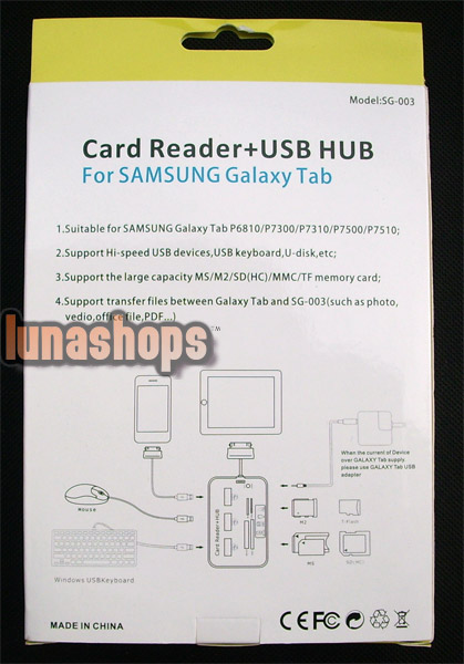 7 In 1 Card Reader + USB HUB for Samsung Galaxy Tab P7500 P7510 P7310 P7300 P6810