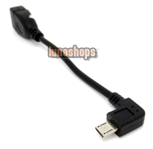 USB Female to Right Angled 90 Degree Micro USB Male OTG Host Cable Black