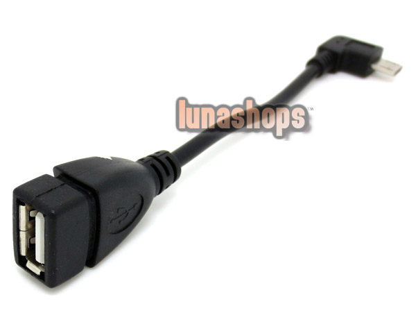 USB Female to Right Angled 90 Degree Micro USB Male OTG Host Cable Black