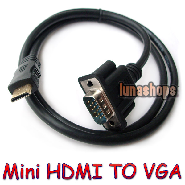 MINI HDMI Male to VGA HD-15 M Cable DVD HDTV TV 15 pins